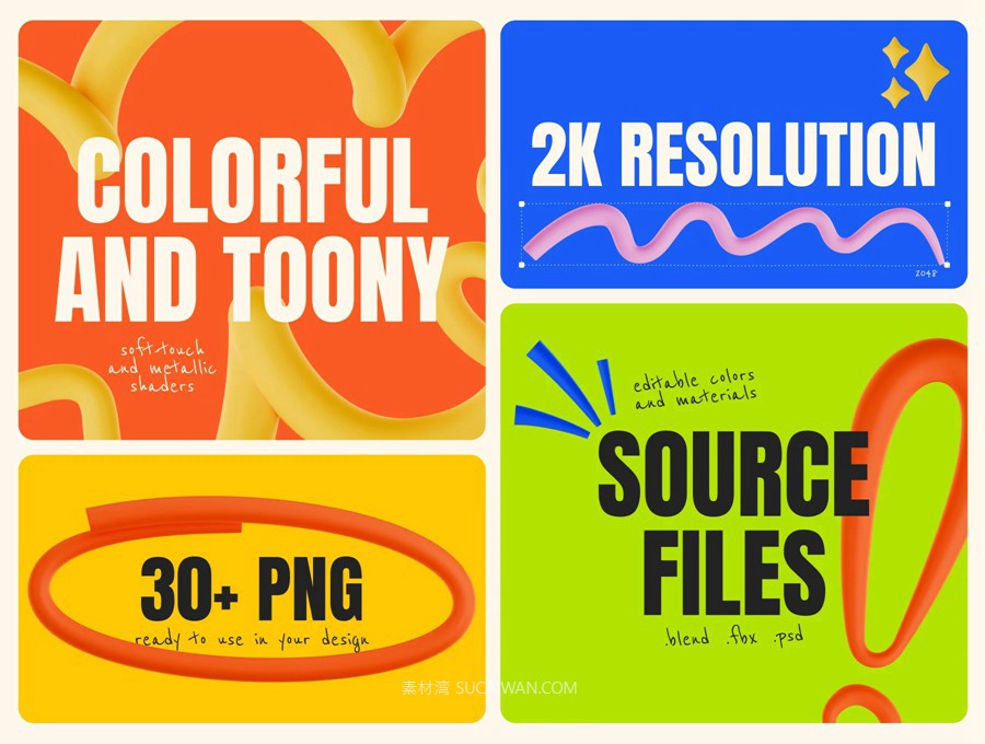 30+款现代俏皮3D涂鸦手绘箭头对勾对话框前卫潮流图形Blender/PNG/FBX格式素材 Colorful 3D Scribble Elements 图片素材 第2张-素材湾丨精选海外优质设计素材资源 30+款现代俏皮3D涂鸦手绘箭头对勾对话框前卫潮流图形Blender/PNG/FBX格式素材 Colorful 3D Scribble Elements 图片素材 sucaiwan.com