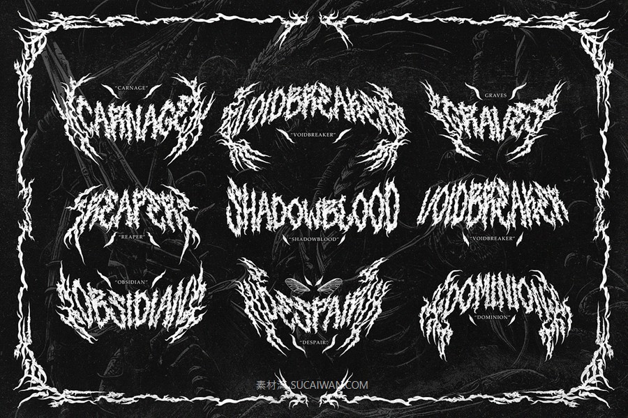 暗黑野蛮重金属纹身图腾设计装饰英文字体安装包 Mephisto – A True Black Metal Font 设计素材 第3张-素材湾丨精选海外优质设计素材资源 暗黑野蛮重金属纹身图腾设计装饰英文字体安装包 Mephisto – A True Black Metal Font 设计素材 sucaiwan.com