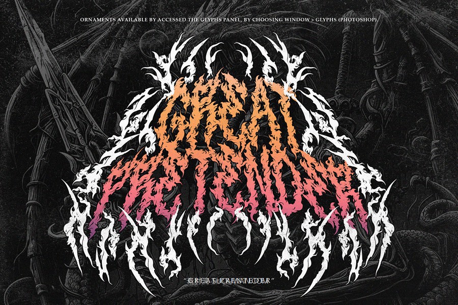 暗黑野蛮重金属纹身图腾设计装饰英文字体安装包 Mephisto – A True Black Metal Font 设计素材 第7张-素材湾丨精选海外优质设计素材资源 暗黑野蛮重金属纹身图腾设计装饰英文字体安装包 Mephisto – A True Black Metal Font 设计素材 sucaiwan.com