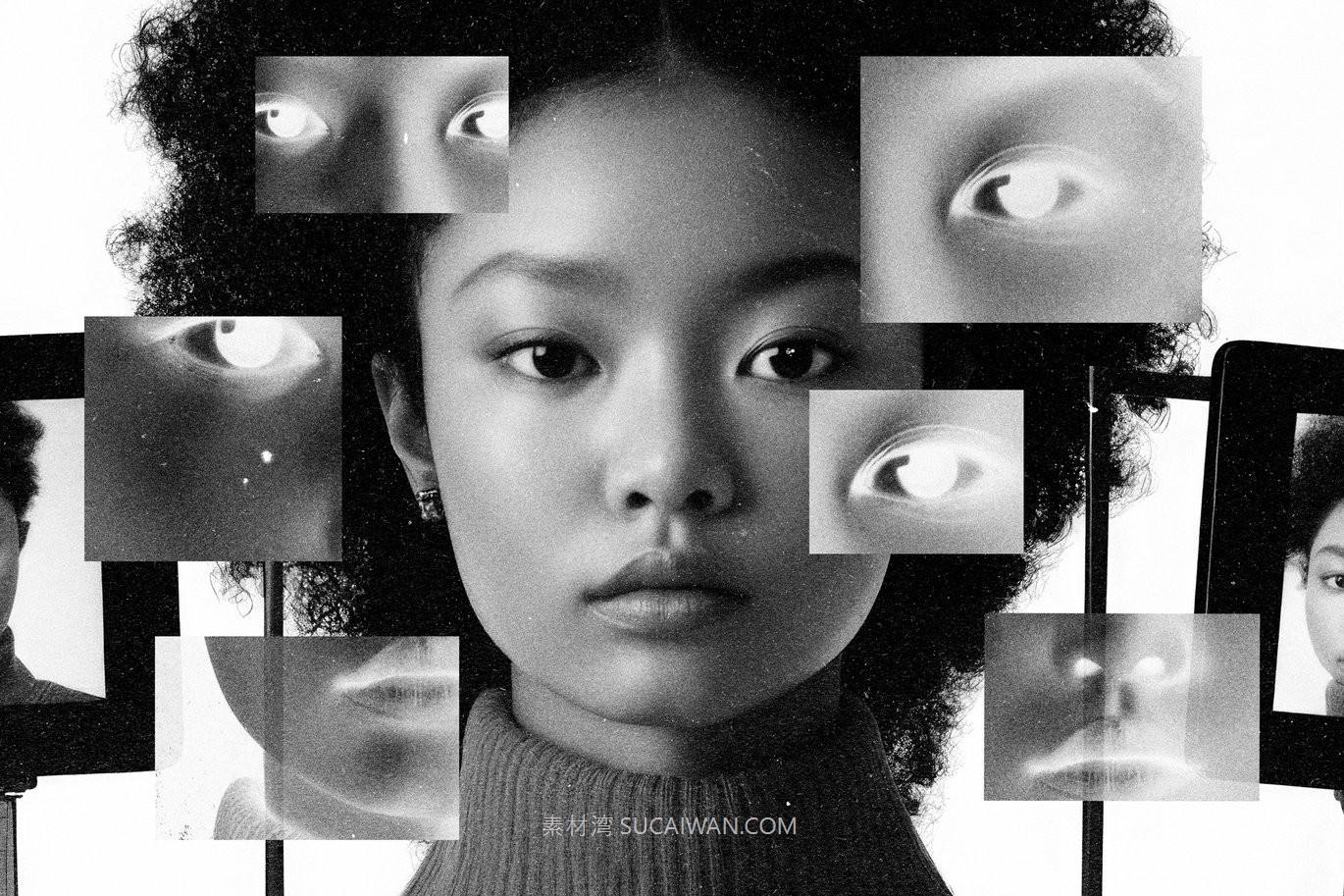 复古故障失真照片效果ps特效滤镜样机 Negative Monitor Photo Effect 插件预设 sucaiwan.com