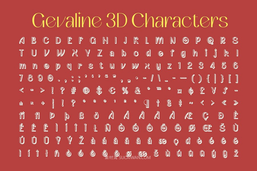 时尚优雅品牌海报徽标设计无衬线英文字体安装包 Gevaline 3D 设计素材 sucaiwan.com