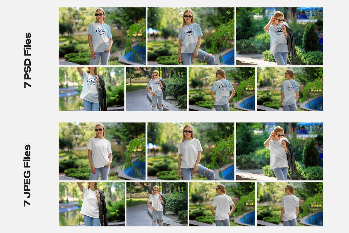 7款户外拍摄女式半袖T恤上衣印花图案设计展示效果图PSD样机素材 7 Mockups T-Shirt on a Girl Walking in the Outdoor. vol 06 样机素材 第7张-素材湾丨精选海外优质设计素材资源 7款户外拍摄女式半袖T恤上衣印花图案设计展示效果图PSD样机素材 7 Mockups T-Shirt on a Girl Walking in the Outdoor. vol 06 样机素材 sucaiwan.com
