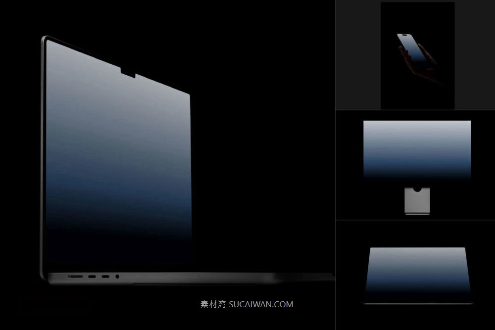 4款国外超极简UI广告界面作品集设计苹果MacBook电脑iPhone手机iPad平板贴图PS样机模板 Directory Mockup – Noir Device Mcokup Collection Vol 1 样机素材 sucaiwan.com