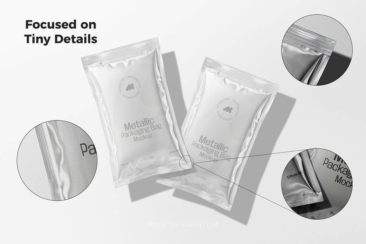 5款逼真金属质感食品咖啡酱料包装袋设计展示PSD样机模板素材 Packaging Metallic Sachet Mockup 样机素材 第8张-素材湾丨精选海外优质设计素材资源 5款逼真金属质感食品咖啡酱料包装袋设计展示PSD样机模板素材 Packaging Metallic Sachet Mockup 样机素材 sucaiwan.com