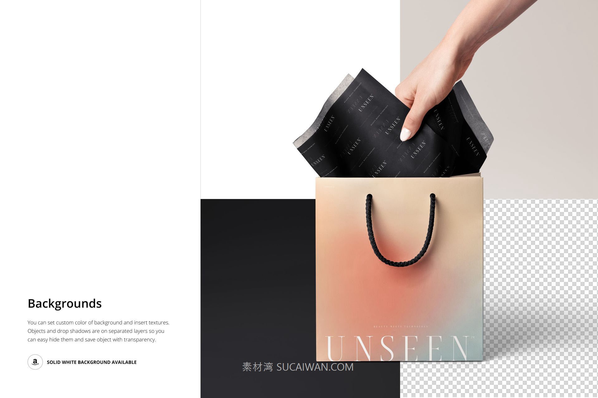 9款高级礼品包装纸装饰纸手提袋设计展示PSD样机效果图模板 Tissue Paper in Gift Bag Mockup by creatsy 样机素材 第13张-素材湾丨精选海外优质设计素材资源 9款高级礼品包装纸装饰纸手提袋设计展示PSD样机效果图模板 Tissue Paper in Gift Bag Mockup by creatsy 样机素材 sucaiwan.com