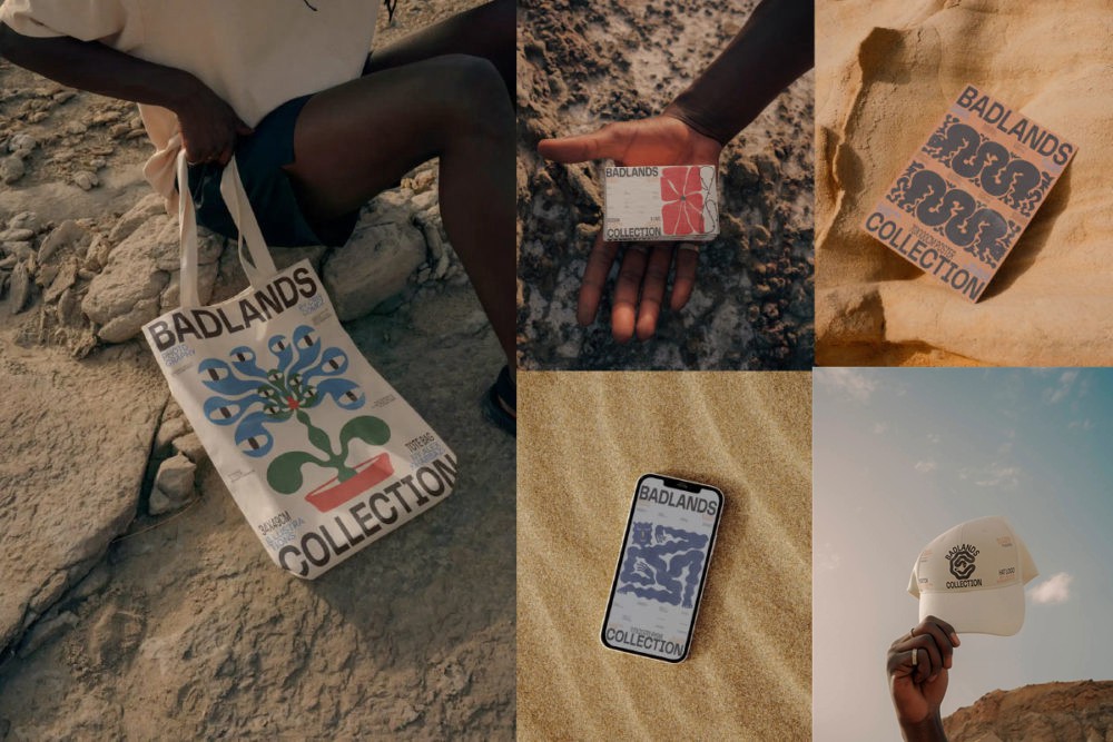 5款国外沙漠场景帆布袋棒球帽iPhone手机海报名片设计展示PSD样机模板Bendito.Mockup – BADLANDS Collection 02 样机素材 sucaiwan.com