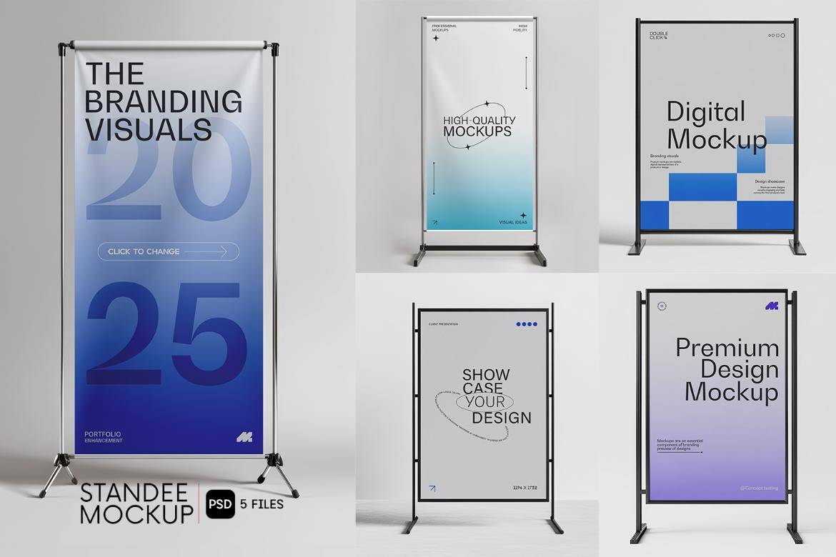 5款逼真促销活动展会X展架易拉宝海报设计展示PSD样机效果图模板 Street Side Poster Stand Mockup 样机素材 第1张-素材湾丨精选海外优质设计素材资源 5款逼真促销活动展会X展架易拉宝海报设计展示PSD样机效果图模板 Street Side Poster Stand Mockup 样机素材 sucaiwan.com