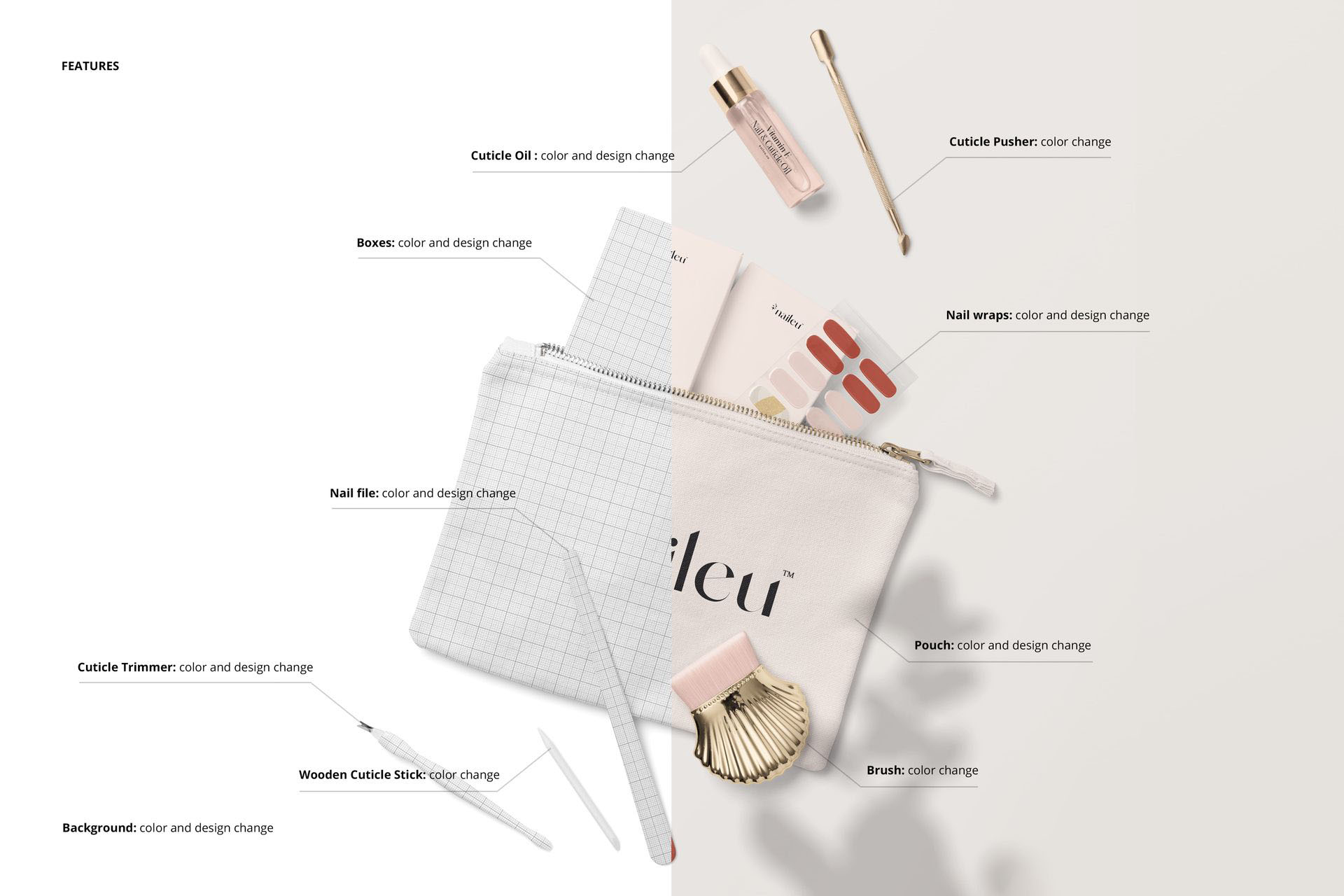 11高级指甲延长片贴片穿戴甲美甲包装品牌Vi设计电商展示PSD样机模板 UV Gel Nail Wraps Mockup Set , sucaiwan.com