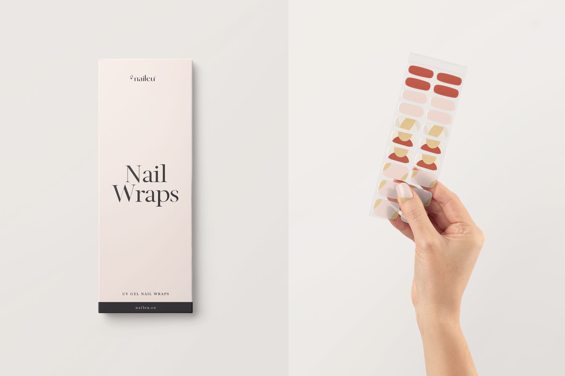 11高级指甲延长片贴片穿戴甲美甲包装品牌Vi设计电商展示PSD样机模板 UV Gel Nail Wraps Mockup Set , sucaiwan.com