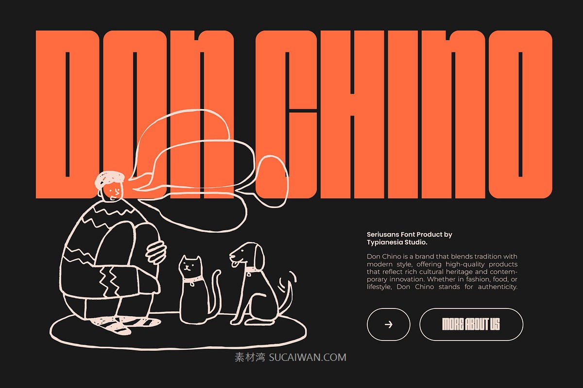 现代简约杂志海报包装网页设计无衬线英文字体安装包 Seriusans – Condensed Sans Display Font 设计素材 sucaiwan.com