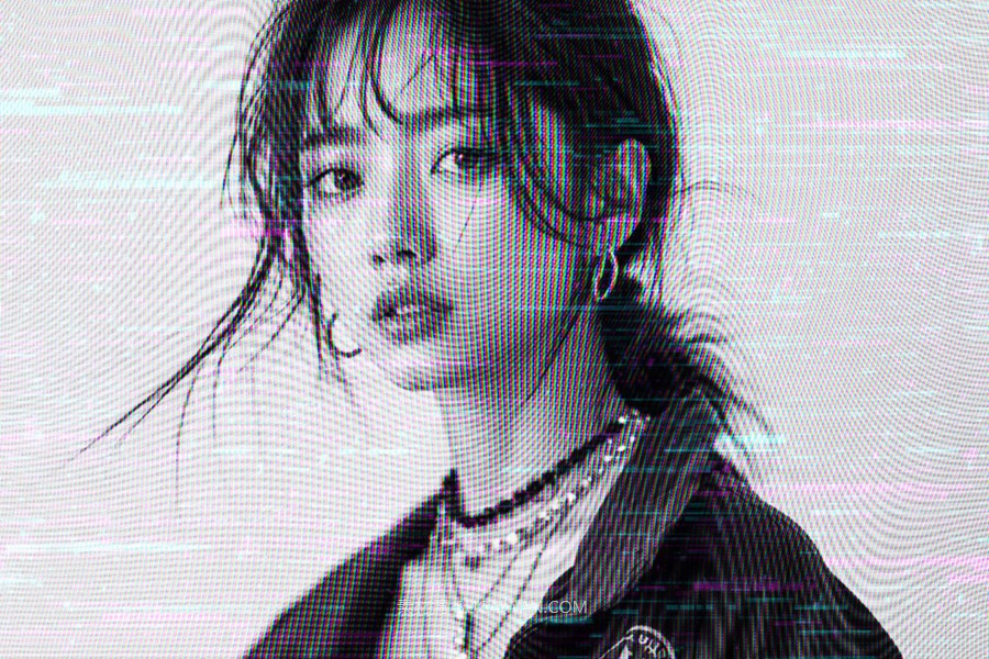 矩阵故障屏幕照片效果ps特效滤镜样机 Cybercore Glitched Photo Effect 插件预设 sucaiwan.com