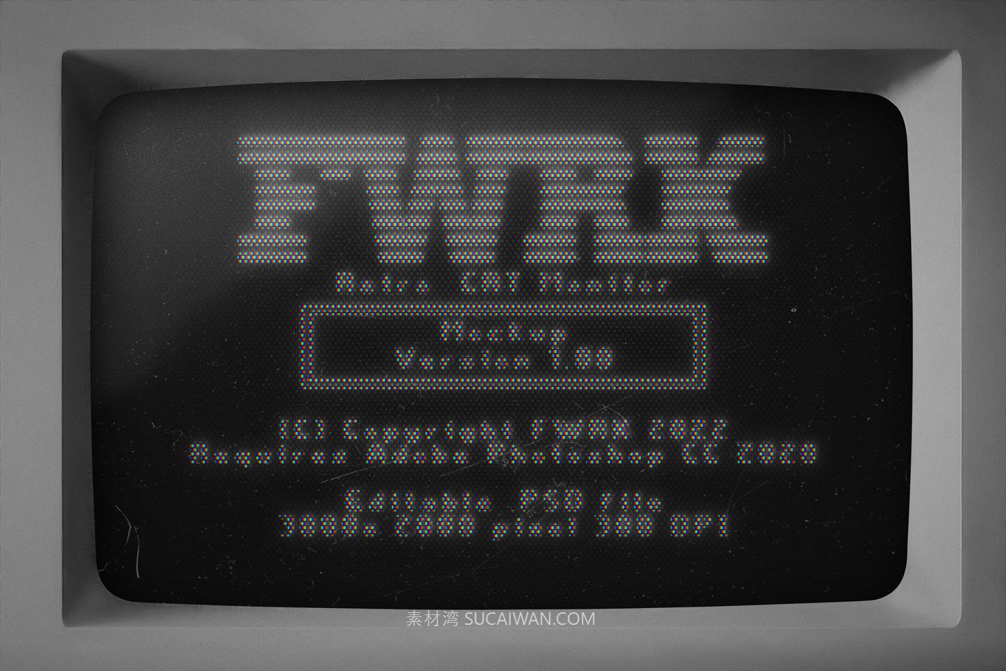 FLYERWRK – CRT Monitor Mockup 复古CRT信号故障模拟半调像素风文本字体特效PS滤镜样机模板 插件预设 sucaiwan.com