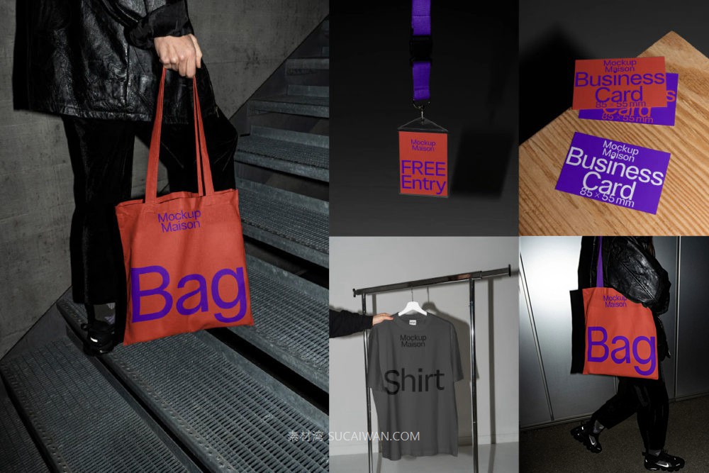 6款小众半袖T恤名片帆布袋画册工作证Vi贴图PSD样机模板素材 Mockup.Maison – I Collection Mоckup Vol 2 样机素材 sucaiwan.com