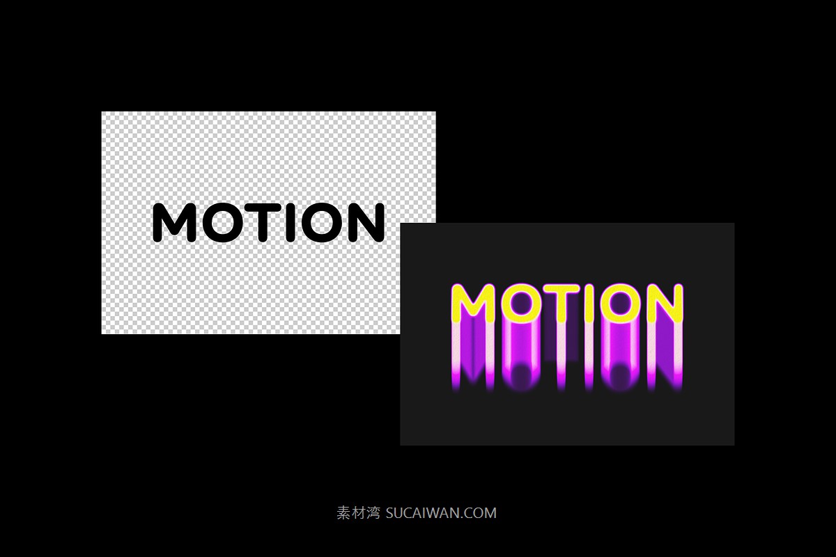 迷幻失真模糊效果ps标题文本特效滤镜样机 Motion Blur Text Effect 插件预设 sucaiwan.com