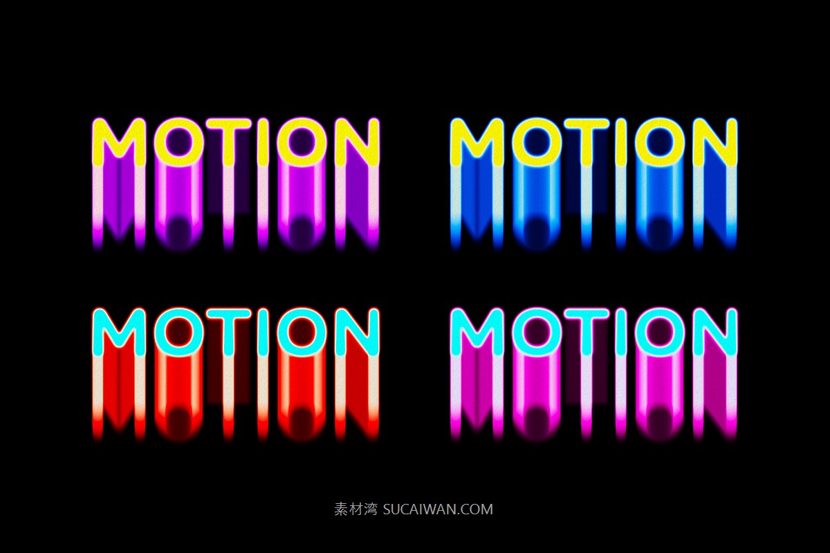 迷幻失真模糊效果ps标题文本特效滤镜样机 Motion Blur Text Effect 插件预设 sucaiwan.com