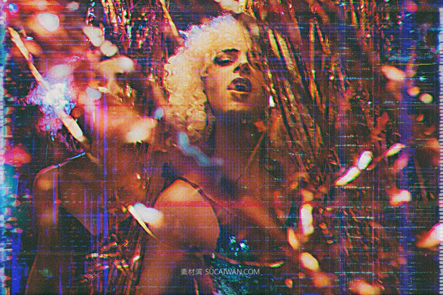 复古故障老式照片效果ps特效滤镜样机 VHS Aesthetics Photo Template 插件预设 sucaiwan.com
