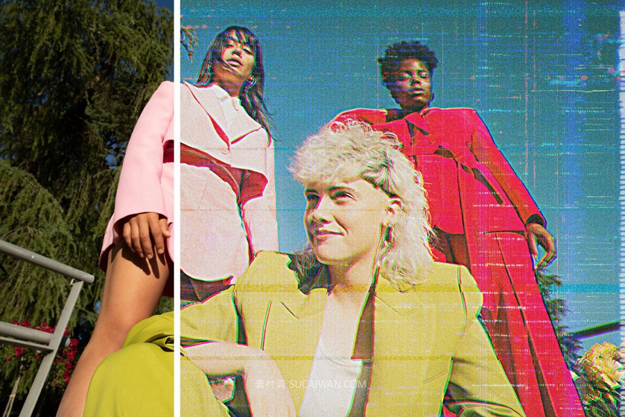 复古故障老式照片效果ps特效滤镜样机 VHS Aesthetics Photo Template 插件预设 sucaiwan.com