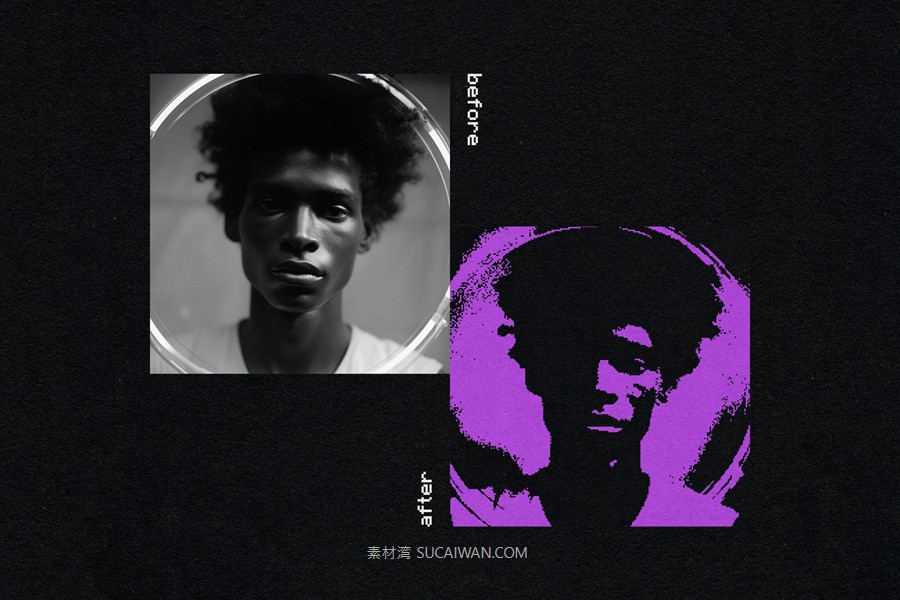 复古像素风y2k照片效果ps特效滤镜样机 Pixelated Dithered Effect 插件预设 第4张-素材湾丨精选海外优质设计素材资源 复古像素风y2k照片效果ps特效滤镜样机 Pixelated Dithered Effect 插件预设 sucaiwan.com