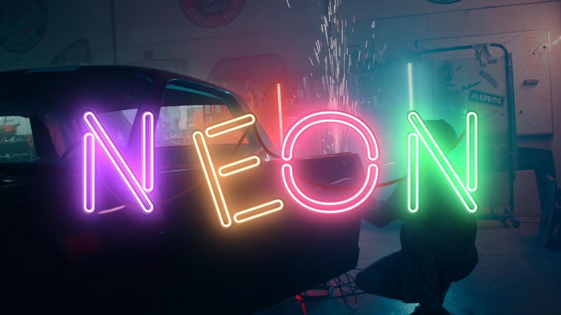 达芬奇预设：全息霓虹灯管风格文字标题光晕光芒闪烁着色效果动画包 , sucaiwan.com