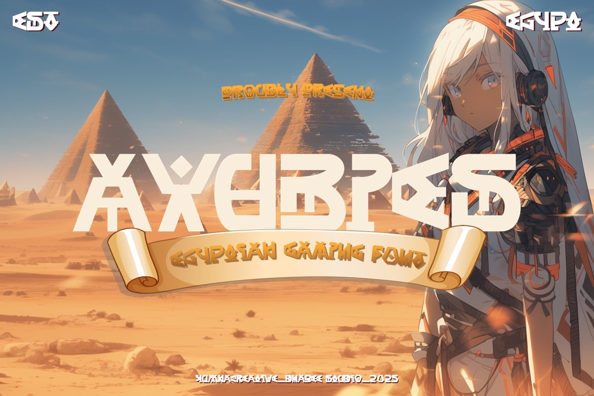 现代优雅卡通漫画风格游戏设计装饰英文字体 Axubies – Egyptian Gaming Font 设计素材 第1张-素材湾丨精选海外优质设计素材资源 现代优雅卡通漫画风格游戏设计装饰英文字体 Axubies – Egyptian Gaming Font 设计素材 sucaiwan.com