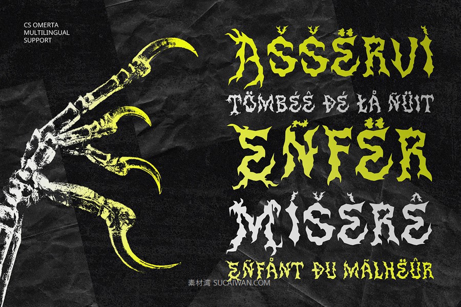 时尚哥特式品牌海报徽标设计装饰英文字体安装包 Omerta – Black Metal Font 设计素材 第2张-素材湾丨精选海外优质设计素材资源 时尚哥特式品牌海报徽标设计装饰英文字体安装包 Omerta – Black Metal Font 设计素材 sucaiwan.com