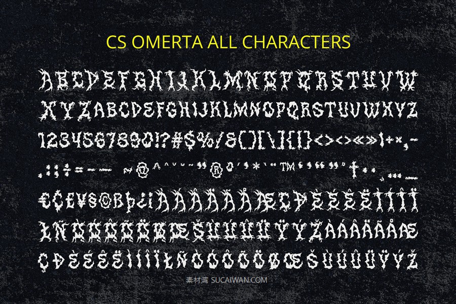 时尚哥特式品牌海报徽标设计装饰英文字体安装包 Omerta – Black Metal Font 设计素材 第6张-素材湾丨精选海外优质设计素材资源 时尚哥特式品牌海报徽标设计装饰英文字体安装包 Omerta – Black Metal Font 设计素材 sucaiwan.com