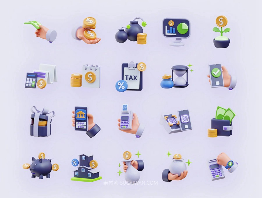 70款3D立体金融货币理财投资支付图标Icons设计Blender/Png/Obj格式素材 Mony – Finance 3D Icons , 第8张-素材湾丨精选海外优质设计素材资源 70款3D立体金融货币理财投资支付图标Icons设计Blender/Png/Obj格式素材 Mony – Finance 3D Icons , sucaiwan.com