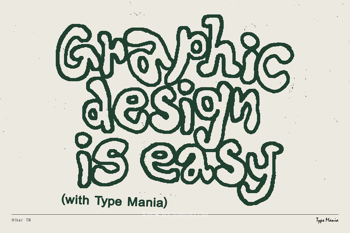 英文字体：复古做旧蹩脚凌乱手绘氛围线条笔迹字母毛边海报封面字体 Hiker TM – Quirky Script , sucaiwan.com