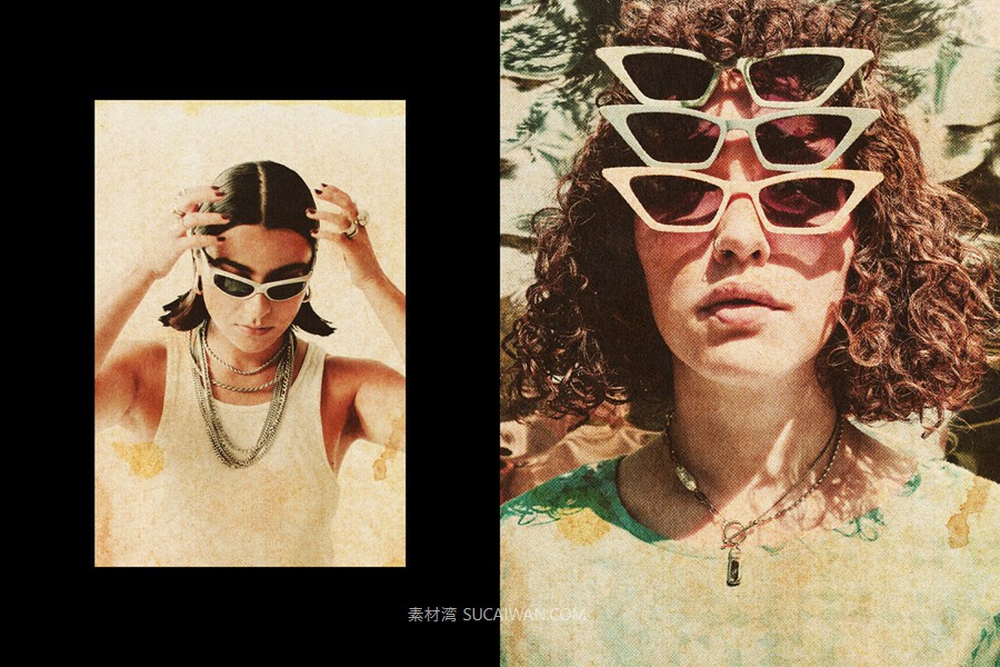 复古纹理老式照片效果ps特效滤镜样机 Retro Paper Photo Effect , sucaiwan.com