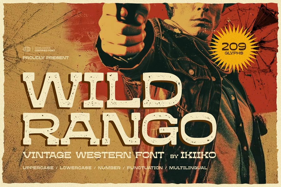 复古西部牛仔风格杂志包装电影设计衬线英文字体安装包 Wild Rango – Vintage Western Font , sucaiwan.com