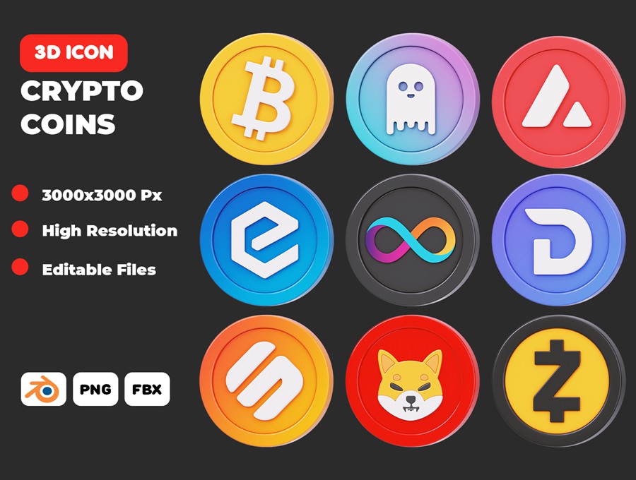 44款3D立体圆形金融加密货币图标Icons设计Blender/Fbx/Png格式素材 Crypto Coins 3D Icon Pack , 第1张-素材湾丨精选海外优质设计素材资源 44款3D立体圆形金融加密货币图标Icons设计Blender/Fbx/Png格式素材 Crypto Coins 3D Icon Pack , sucaiwan.com