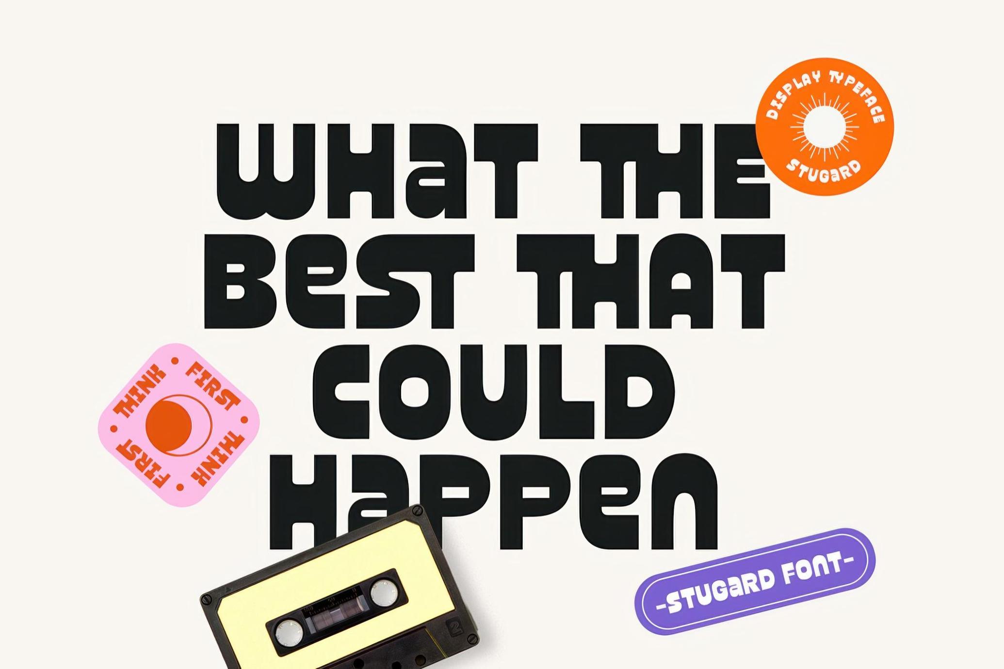 复古时尚趣味海报标题品牌产品设计包装贴纸粗体反向无衬线装饰字体 Stugard — Bold Reverse Font , sucaiwan.com