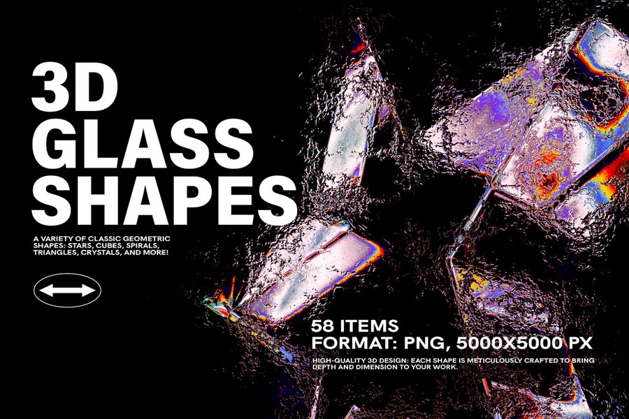 3D Distorted Glass Shapes 58款未来科幻渐变虹彩晶体水晶玻璃3D立体几何图形png免抠图设计素材 , 第1张-素材湾丨精选海外优质设计素材资源 3D Distorted Glass Shapes 58款未来科幻渐变虹彩晶体水晶玻璃3D立体几何图形png免抠图设计素材 , sucaiwan.com