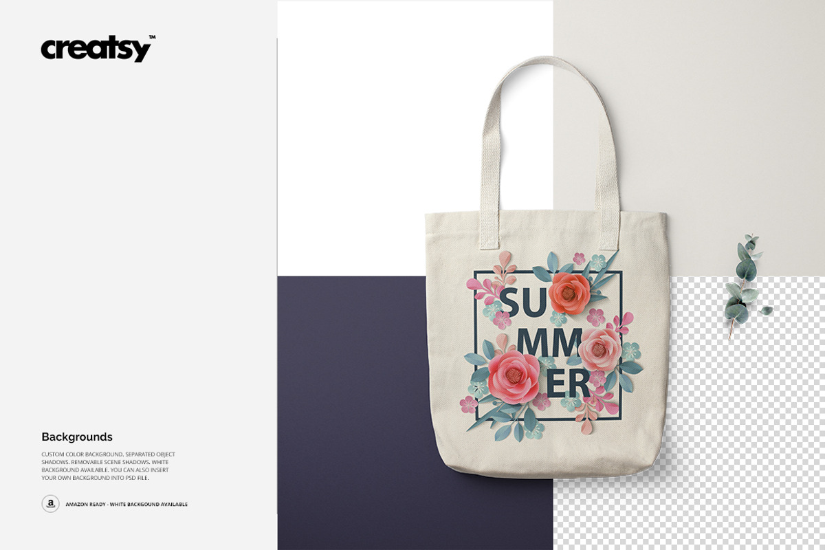 6款时尚无纺布手提帆布袋logo印花vi贴图psd样机模板素材 Los Angeles Apparel Tote Bag Mockup , sucaiwan.com