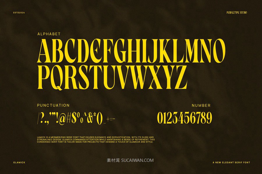英文字体：现代奢华美学优雅精致标题排版衬线产品包装摄影婚礼海报设计字体 Glamick Modern Elegant Serif Font Typeface , sucaiwan.com