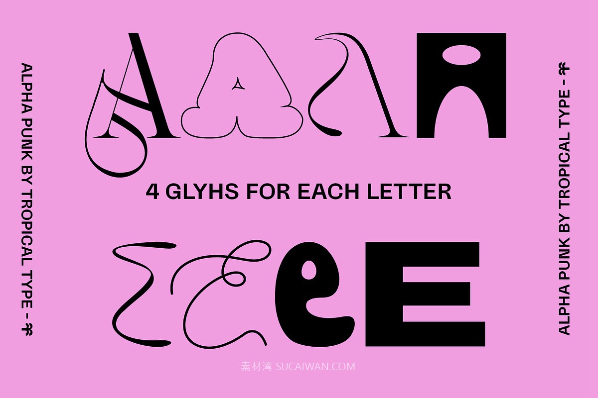 英文字体：全新时尚错落感狂野混排效果品牌封面海报设计字体 Alpha Punk - Mix and Match Font , sucaiwan.com