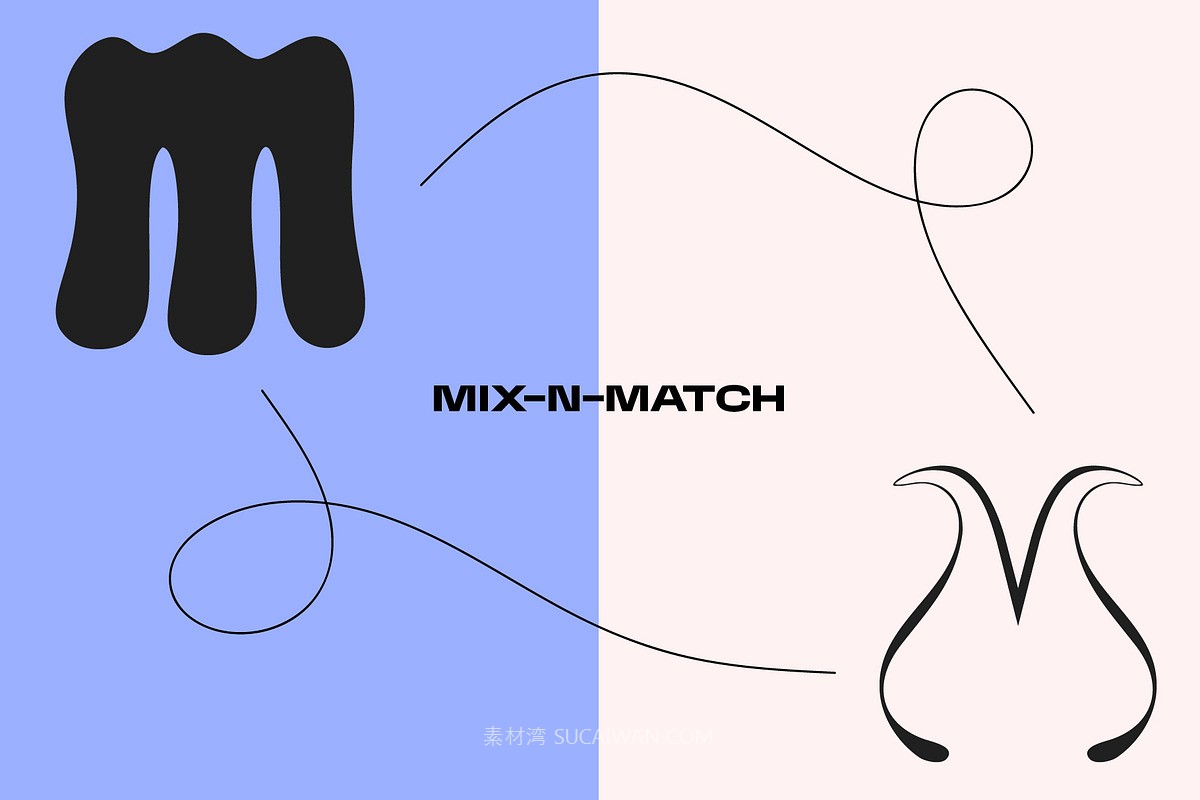 英文字体：全新时尚错落感狂野混排效果品牌封面海报设计字体 Alpha Punk - Mix and Match Font , sucaiwan.com