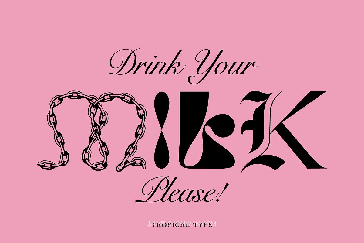 英文字体：全新时尚错落感狂野混排效果品牌封面海报设计字体 Alpha Punk - Mix and Match Font , sucaiwan.com