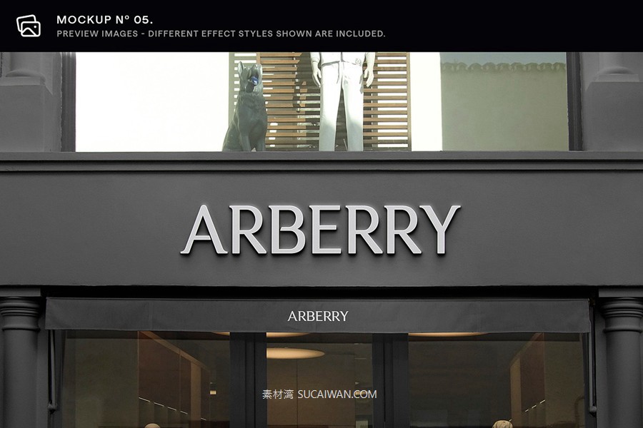 30款逼真街边店铺店招徽标标牌标志logo设计展示效果图ps贴图样机模板 Asylab – 30 Signs & Facade Logo Mockups – V3 , sucaiwan.com