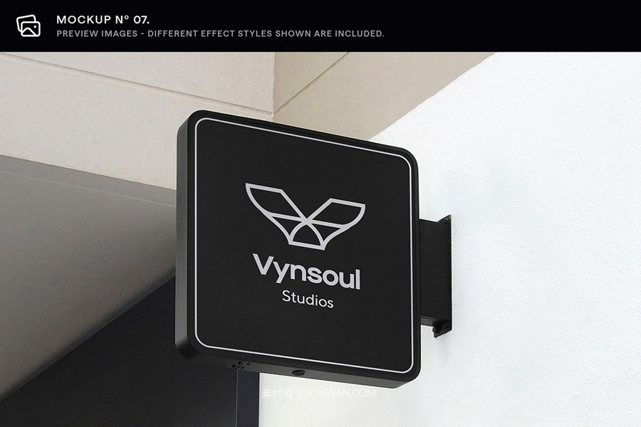 30款逼真街边店铺店招徽标标牌标志logo设计展示效果图ps贴图样机模板 Asylab – 30 Signs & Facade Logo Mockups – V3 , sucaiwan.com