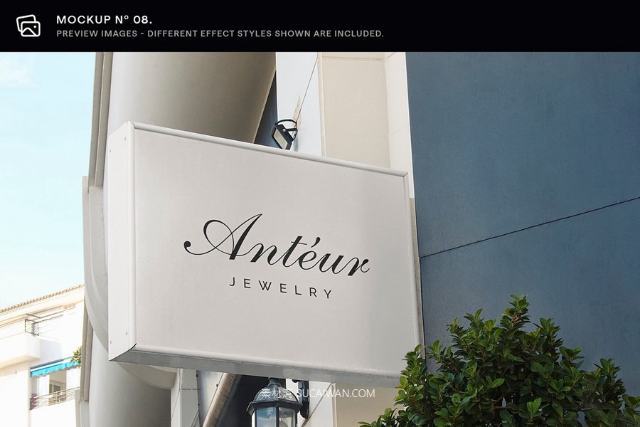 30款逼真街边店铺店招徽标标牌标志logo设计展示效果图ps贴图样机模板 Asylab – 30 Signs & Facade Logo Mockups – V3 , sucaiwan.com