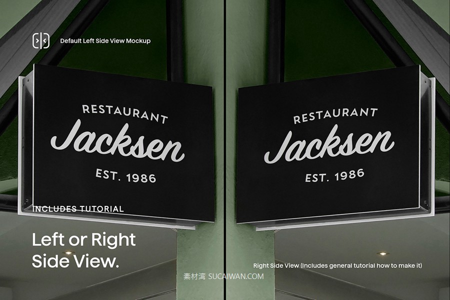 30款逼真街边店铺店招徽标标牌标志logo设计展示效果图ps贴图样机模板 Asylab – 30 Signs & Facade Logo Mockups – V3 , sucaiwan.com
