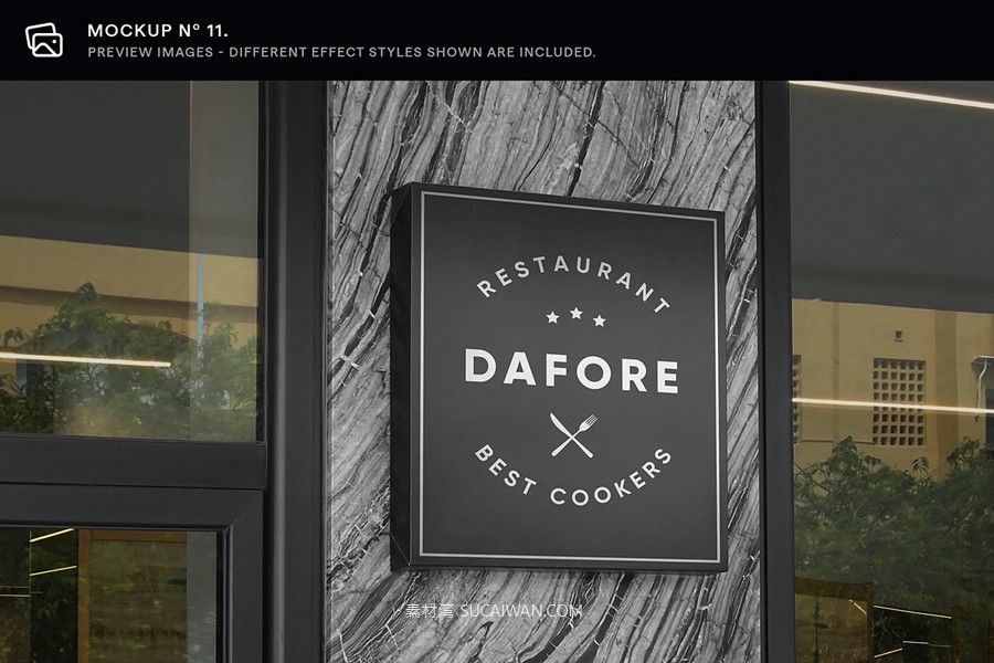 30款逼真街边店铺店招徽标标牌标志logo设计展示效果图ps贴图样机模板 Asylab – 30 Signs & Facade Logo Mockups – V3 , sucaiwan.com