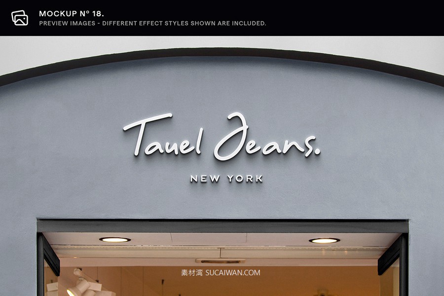 30款逼真街边店铺店招徽标标牌标志logo设计展示效果图ps贴图样机模板 Asylab – 30 Signs & Facade Logo Mockups – V3 , sucaiwan.com