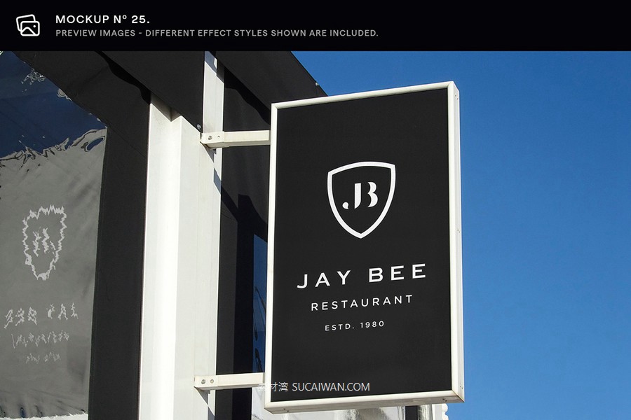 30款逼真街边店铺店招徽标标牌标志logo设计展示效果图ps贴图样机模板 Asylab – 30 Signs & Facade Logo Mockups – V3 , sucaiwan.com