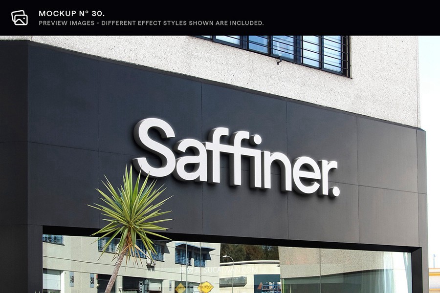 30款逼真街边店铺店招徽标标牌标志logo设计展示效果图ps贴图样机模板 Asylab – 30 Signs & Facade Logo Mockups – V3 , sucaiwan.com