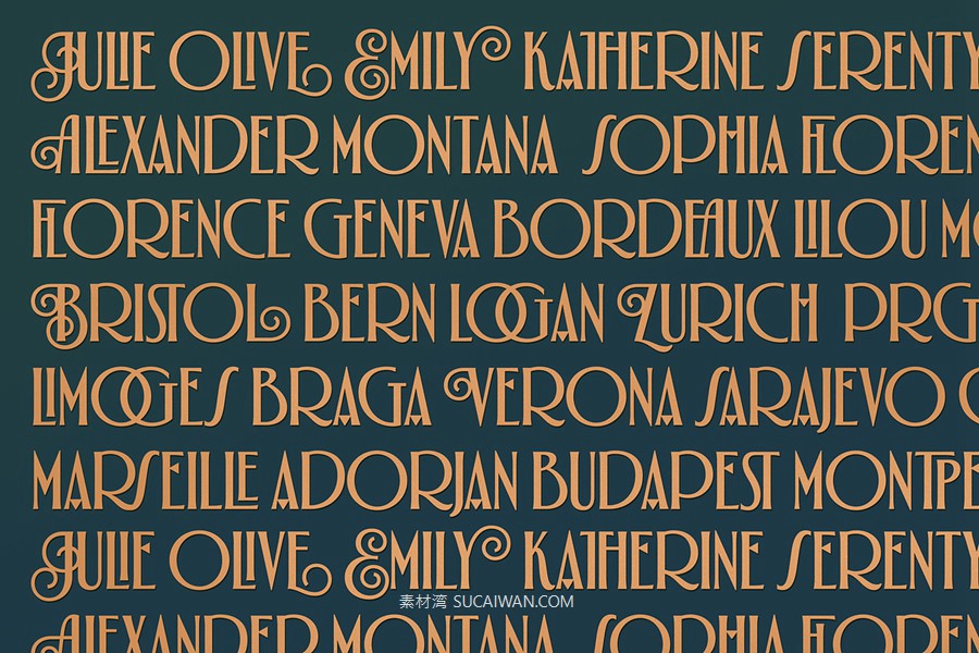 新艺术法国风格优雅品牌标志Logo设计装饰英文字体安装包 Alathena Font Family by Sundance Tipografia , 第8张-素材湾丨精选海外优质设计素材资源 新艺术法国风格优雅品牌标志Logo设计装饰英文字体安装包 Alathena Font Family by Sundance Tipografia , sucaiwan.com