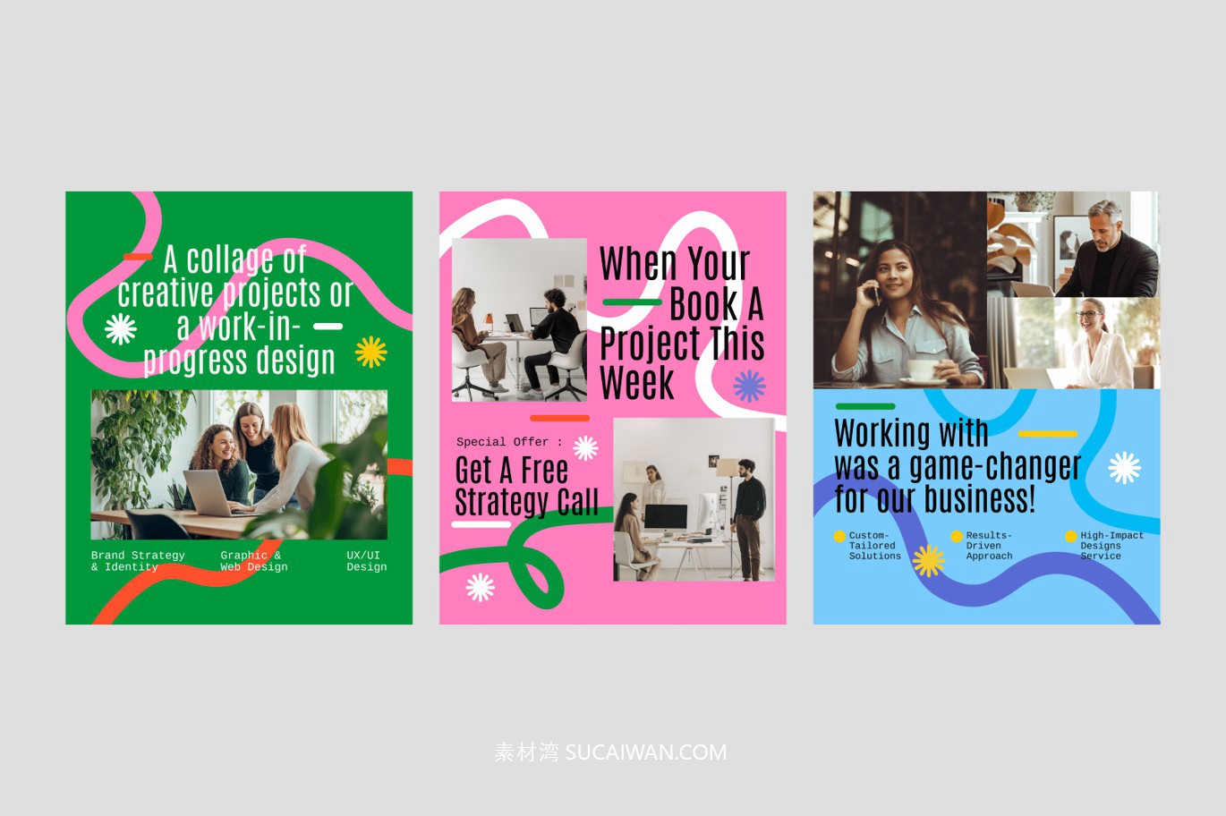 时尚创意商业品牌营销推广公众号推文电商海报设计AI模板素材 Business Creative Agency Instagram Post , sucaiwan.com