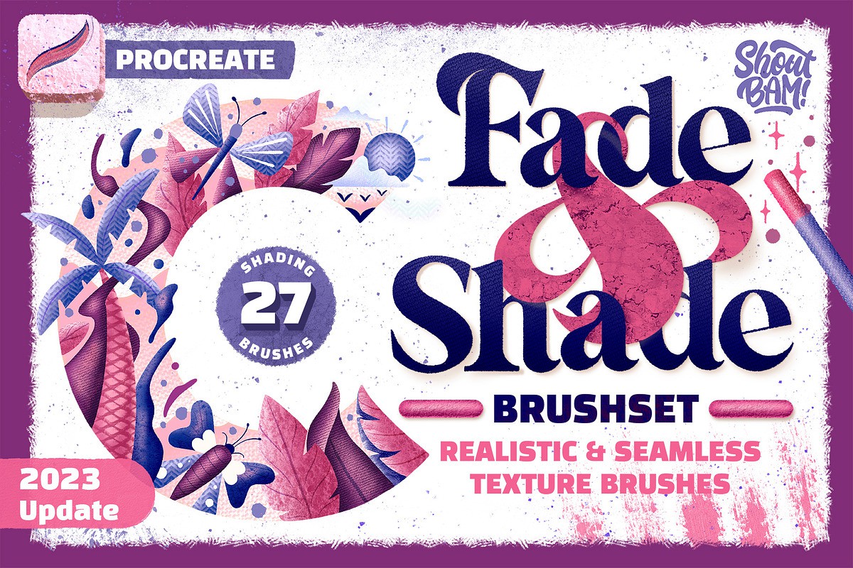 25款颗粒毛笔刷纺织布料纹理procreate笔刷/着色画笔素材包 Fade & Shade Brush Set & Tutorials , 第1张-素材湾丨精选海外优质设计素材资源 25款颗粒毛笔刷纺织布料纹理procreate笔刷/着色画笔素材包 Fade & Shade Brush Set & Tutorials , sucaiwan.com