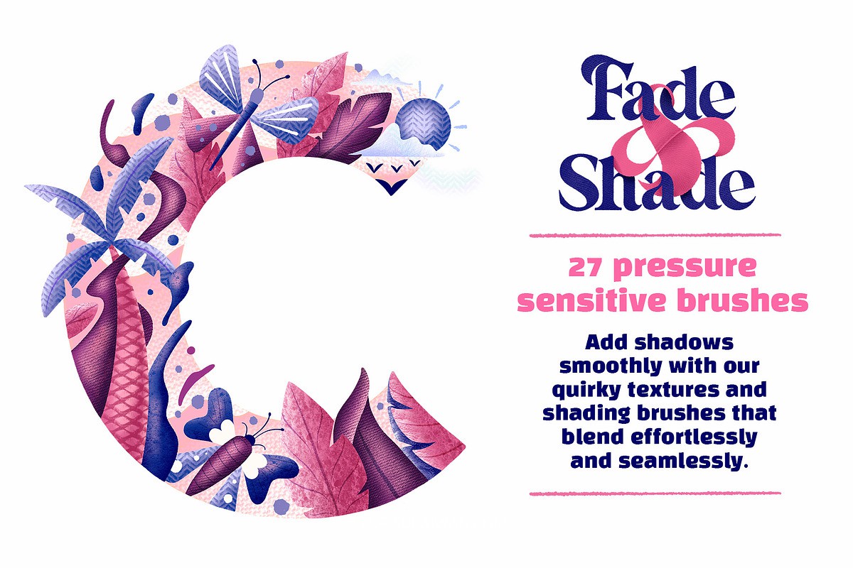 25款颗粒毛笔刷纺织布料纹理procreate笔刷/着色画笔素材包 Fade & Shade Brush Set & Tutorials , 第2张-素材湾丨精选海外优质设计素材资源 25款颗粒毛笔刷纺织布料纹理procreate笔刷/着色画笔素材包 Fade & Shade Brush Set & Tutorials , sucaiwan.com